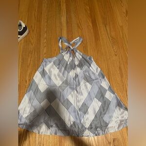 Banana Republic Silk A-Line Low Back Twist Halter Mini Dress Size L Petite
